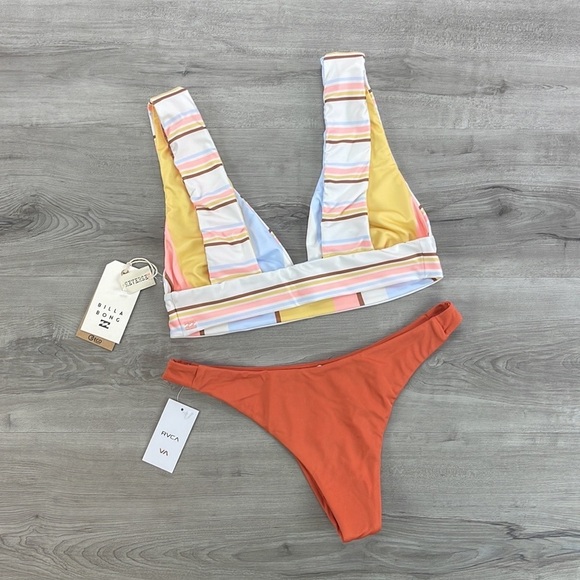 ☀️BILLABONG☀️RVCA☀️FEELING SUNNY PLUNGE SOLID SKIMPY BIKINI SET - Picture 14 of 17